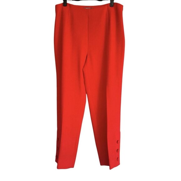 Lela Rose Cropped Pants Bright Red Size 12 Stretch Wool Made In USA